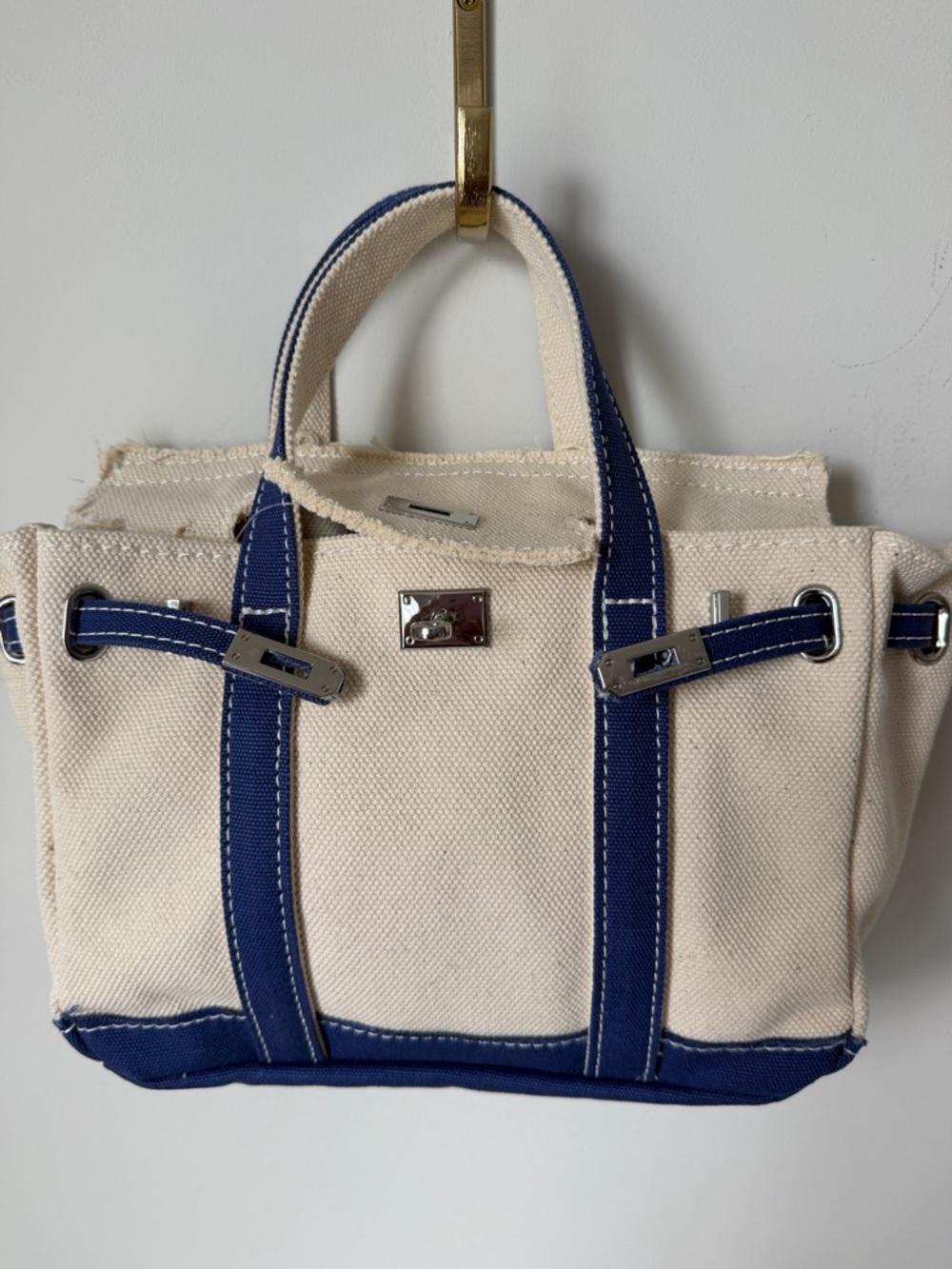 Viral Boatkin Canvas Tote Bag with Navy Trim